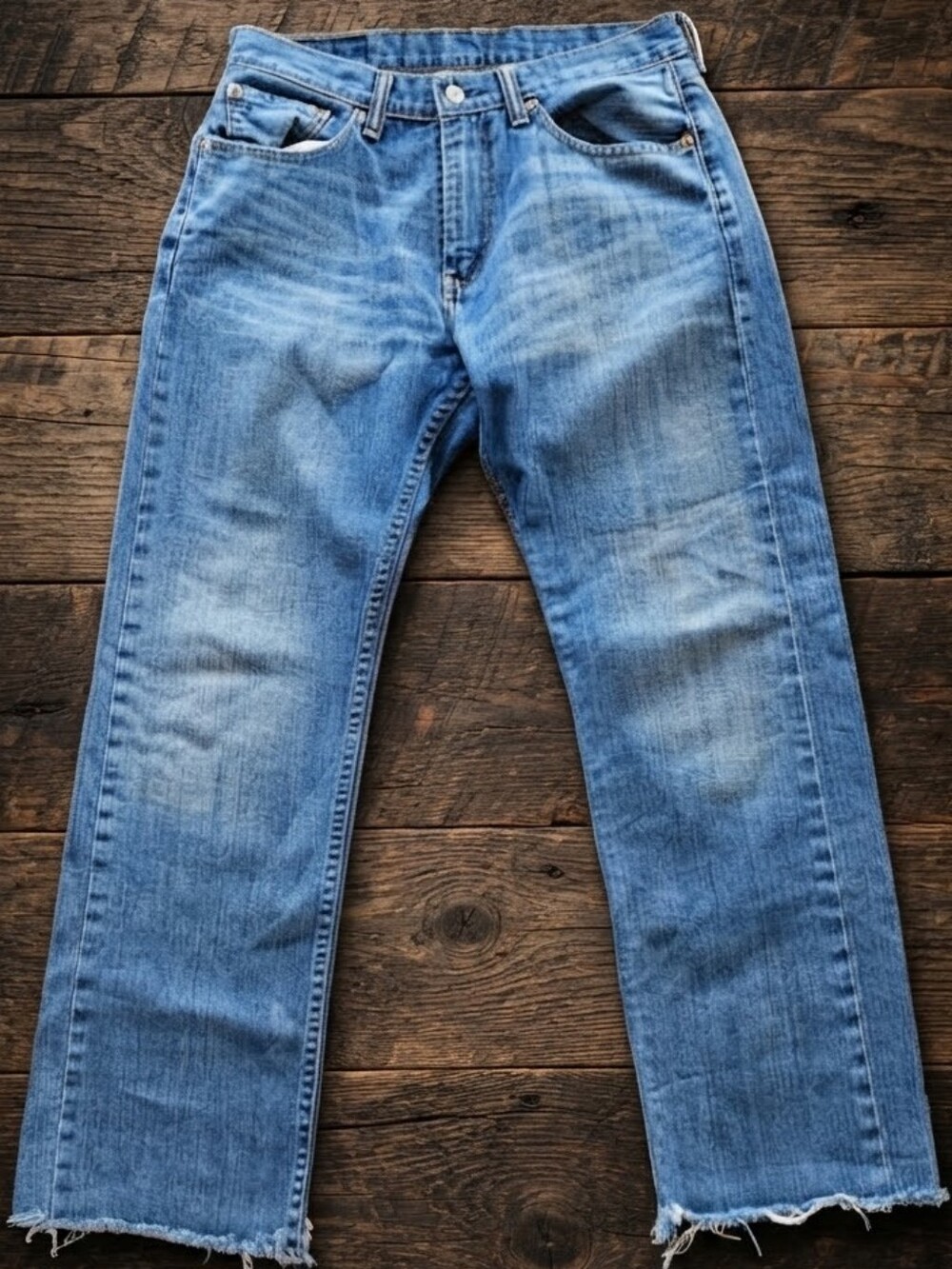 Levi’s 505 Size 32 Altered To 28 Inseam Raw Hem Crop 100% Cotton